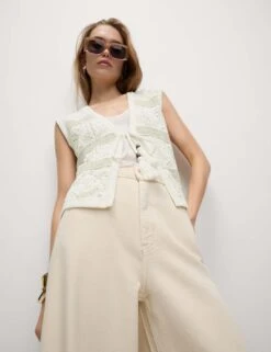 Cotton Rich Slim Textured Cropped Waistcoat -M&S cotton rich slim textured cropped waistcoat 16