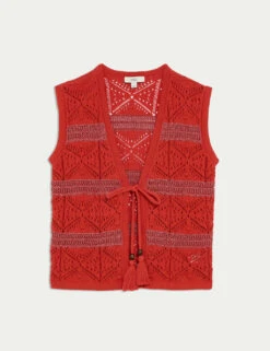 Cotton Rich Slim Textured Cropped Waistcoat -M&S cotton rich slim textured cropped waistcoat 7