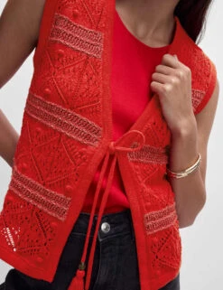 Cotton Rich Slim Textured Cropped Waistcoat -M&S cotton rich slim textured cropped waistcoat 9