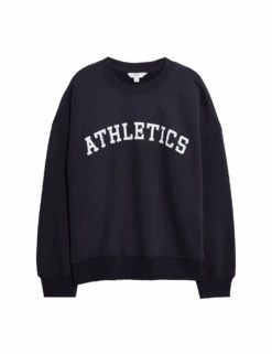 Cotton Rich Slogan Crew Neck Sweatshirt -M&S cotton rich slogan crew neck sweatshirt