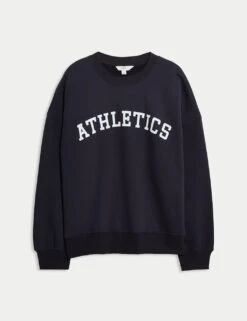 Cotton Rich Slogan Crew Neck Sweatshirt -M&S cotton rich slogan crew neck sweatshirt 9