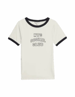 Cotton Rich Slogan T-Shirt -M&S cotton rich slogan t shirt