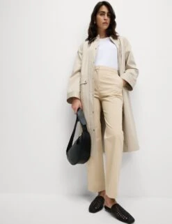 Cotton Rich Straight Leg Ankle Grazer Trousers -M&S cotton rich straight leg ankle grazer trousers 11