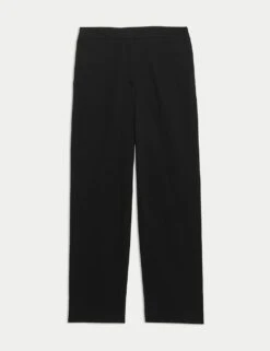 Cotton Rich Straight Leg Ankle Grazer Trousers -M&S cotton rich straight leg ankle grazer trousers 12