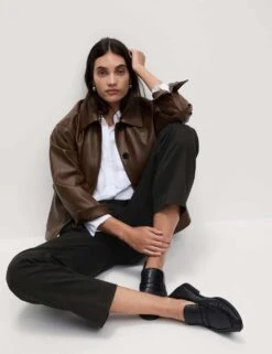 Cotton Rich Straight Leg Ankle Grazer Trousers -M&S cotton rich straight leg ankle grazer trousers 15