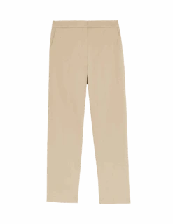 Cotton Rich Straight Leg Ankle Grazer Trousers -M&S cotton rich straight leg ankle grazer trousers
