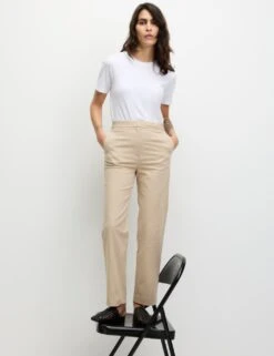 Cotton Rich Straight Leg Ankle Grazer Trousers -M&S cotton rich straight leg ankle grazer trousers 9