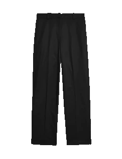 Cotton Rich Straight Leg Trousers -M&S cotton rich straight leg trousers