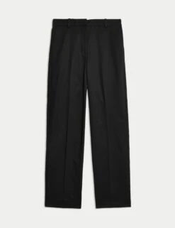 Cotton Rich Straight Leg Trousers -M&S cotton rich straight leg trousers 6