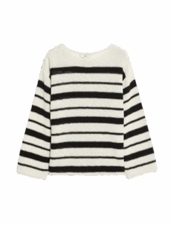 Cotton Rich Striped Crew Neck Fitted Jumper -M&S cotton rich striped crew neck fitted jumper