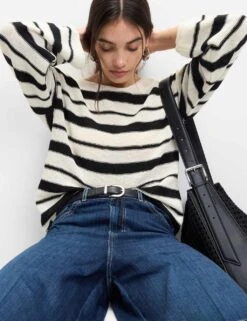 Cotton Rich Striped Crew Neck Fitted Jumper -M&S cotton rich striped crew neck fitted jumper 8