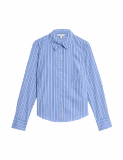 Cotton Rich Striped Fitted Shirt -M&S cotton rich striped fitted shirt
