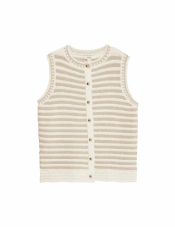 Cotton Rich Striped Knitted Waistcoat -M&S cotton rich striped knitted waistcoat 1
