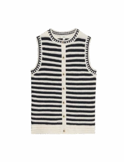 Cotton Rich Striped Knitted Waistcoat -M&S cotton rich striped knitted waistcoat