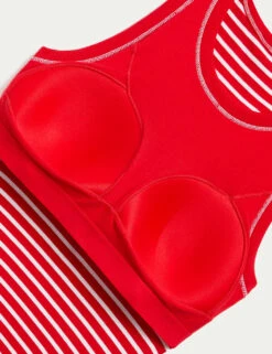 Cotton Rich Striped Secret Support Vest -M&S cotton rich striped ribbed bra vest 10