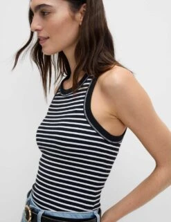 Cotton Rich Striped Secret Support Vest -M&S cotton rich striped ribbed bra vest 3