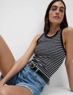 Cotton Rich Striped Secret Support Vest -M&S cotton rich striped ribbed bra vest 4