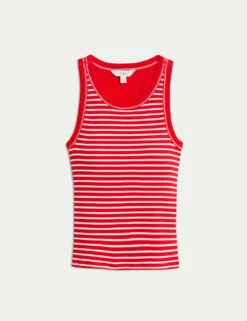 Cotton Rich Striped Secret Support Vest -M&S cotton rich striped ribbed bra vest 6
