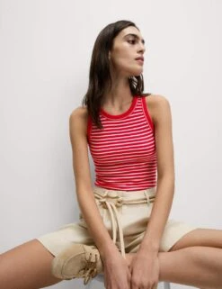 Cotton Rich Striped Secret Support Vest -M&S cotton rich striped ribbed bra vest 7