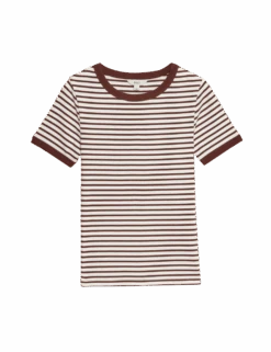Cotton Rich Striped T-Shirt -M&S cotton rich striped t shirt 1