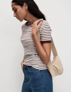 Cotton Rich Striped T-Shirt -M&S cotton rich striped t shirt 11