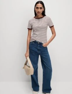 Cotton Rich Striped T-Shirt -M&S cotton rich striped t shirt 12