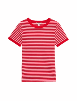 Cotton Rich Striped T-Shirt -M&S cotton rich striped t shirt