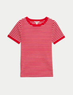 Cotton Rich Striped T-Shirt -M&S cotton rich striped t shirt 8