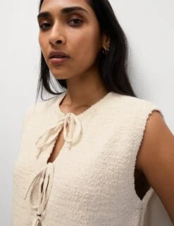 Cotton Rich Textured Cropped Waistcoat -M&S cotton rich textured cropped waistcoat 15