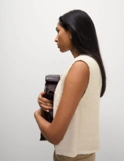 Cotton Rich Textured Cropped Waistcoat -M&S cotton rich textured cropped waistcoat 18