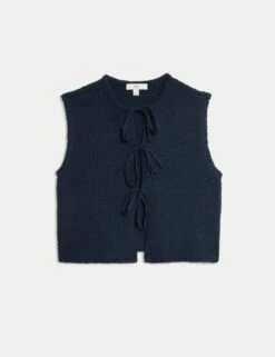 Cotton Rich Textured Cropped Waistcoat -M&S cotton rich textured cropped waistcoat 7