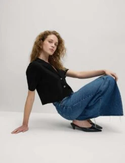 Cotton Rich Textured Knitted Blazer -M&S cotton rich textured knitted blazer 16