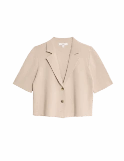 Cotton Rich Textured Knitted Blazer -M&S cotton rich textured knitted blazer
