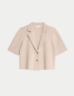 Cotton Rich Textured Knitted Blazer -M&S cotton rich textured knitted blazer 6