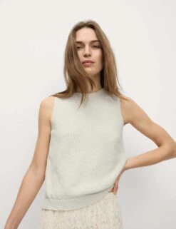 Cotton Rich Textured Knitted Vest -M&S cotton rich textured knitted vest 8