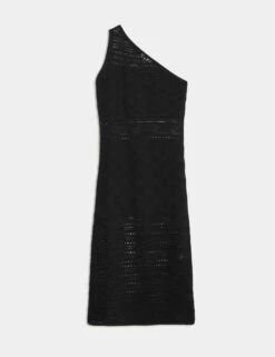 Cotton Rich Textured One Shoulder Midi Beach Dress -M&S cotton rich textured one shoulder midi beach dress 10