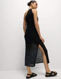 Cotton Rich Textured One Shoulder Midi Beach Dress -M&S cotton rich textured one shoulder midi beach dress 7