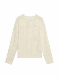Cotton Rich Textured Relaxed Jumper -M&S cotton rich textured relaxed jumper 1