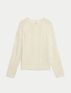 Cotton Rich Textured Relaxed Jumper -M&S cotton rich textured relaxed jumper 12