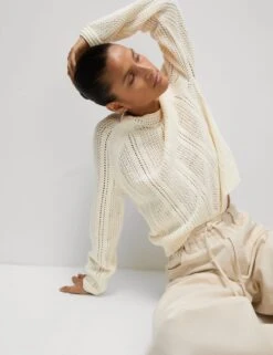 Cotton Rich Textured Relaxed Jumper -M&S cotton rich textured relaxed jumper 13