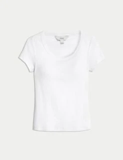 Cotton Rich Slim Fit Secret Support Top -M&S cotton rich textured slim fit bra top 3