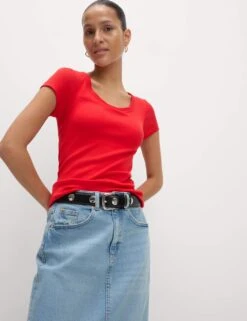 Cotton Rich Slim Fit Secret Support Top -M&S cotton rich textured slim fit bra top 6