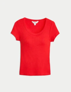 Cotton Rich Slim Fit Secret Support Top -M&S cotton rich textured slim fit bra top 9