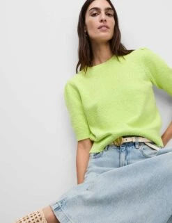 Cotton Rich Textured Slim Fit Crop Top -M&S cotton rich textured slim fit crop top 14