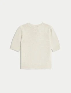 Cotton Rich Textured Slim Fit Crop Top -M&S cotton rich textured slim fit crop top 6