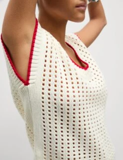 Cotton Rich Textured V-Neck Knitted Vest -M&S cotton rich textured v neck knitted vest 11