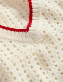 Cotton Rich Textured V-Neck Knitted Vest -M&S cotton rich textured v neck knitted vest 6