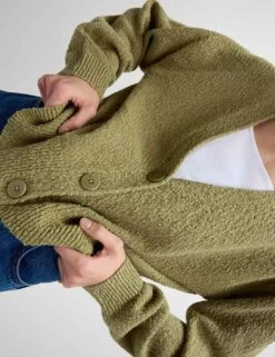 Cotton Rich Textured V-Neck Relaxed Cardigan -M&S cotton rich textured v neck relaxed cardigan 11