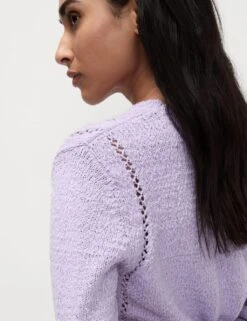 Cotton Rich Textured V-Neck Slub Jumper -M&S cotton rich textured v neck slub jumper 15