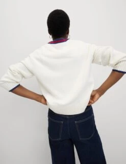 Cotton Rich Tipped Detail Relaxed Cardigan -M&S cotton rich tipped detail relaxed cardigan 11